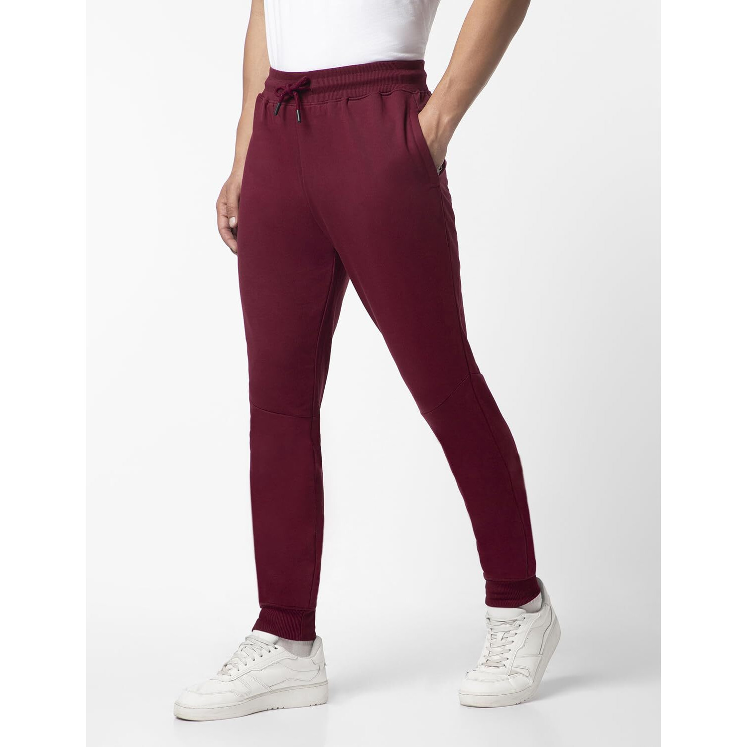 FYLTR Men's Casual Straight Leg Joggers with Stripe Tape Detail - Elasticated Waist with Drawstring | Zip Pockets | Solid Color