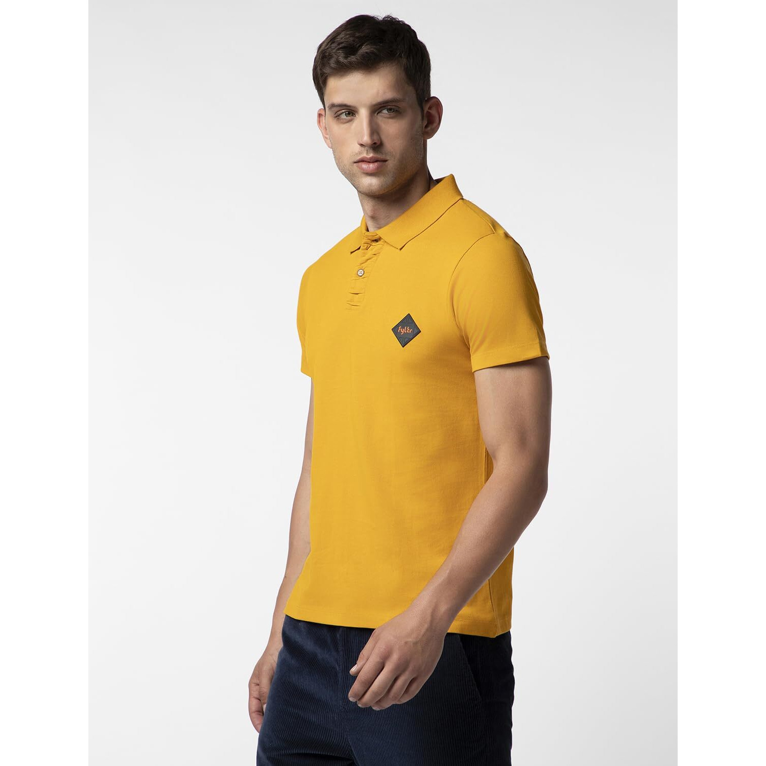 FYLTR Men's Solid Regular Fit Polo Shirt (FYLAW23MP-004_Golden Mustard Yellow M)