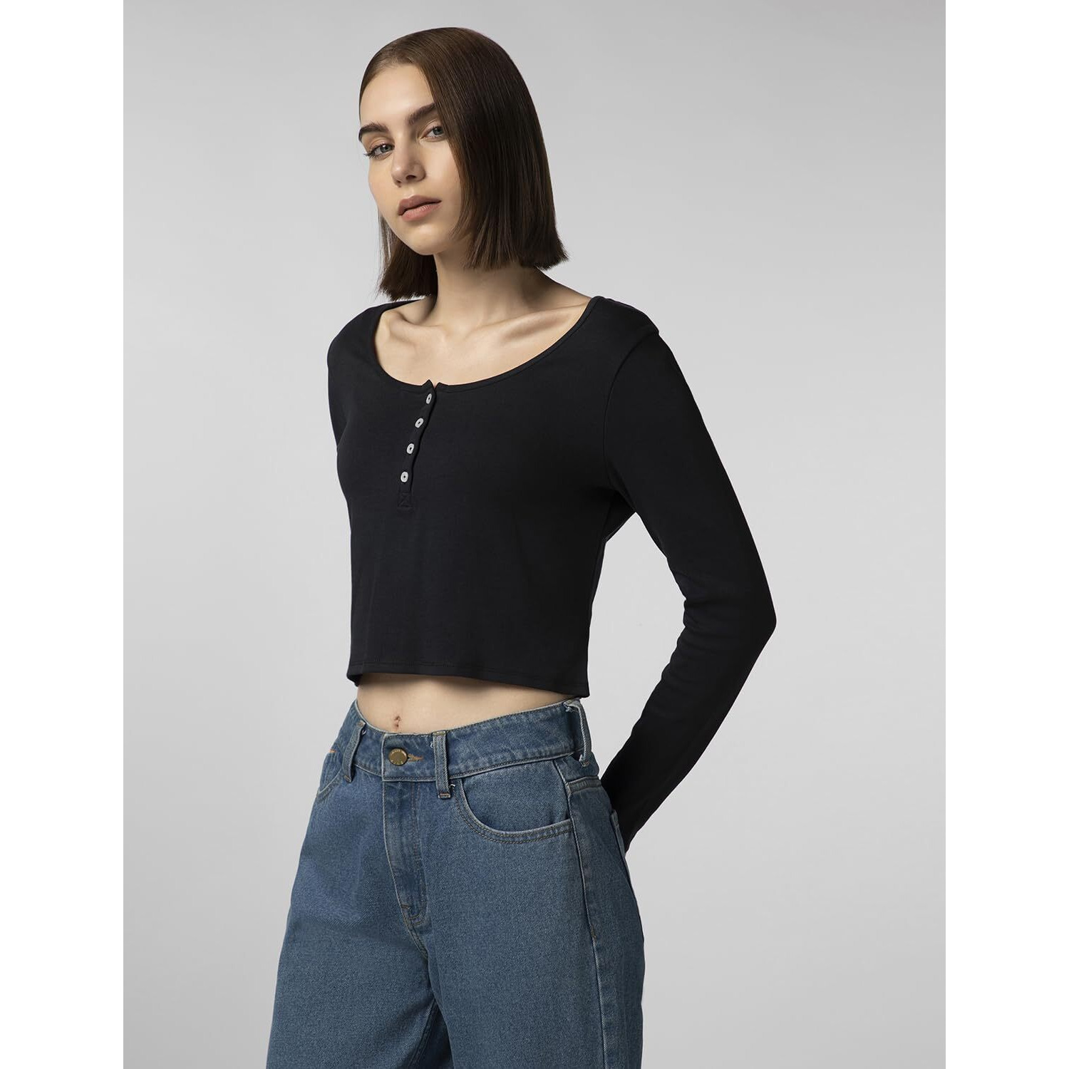 FYLTR Women's Casual Scoop Neck Henley T-Shirt - Full Sleeves | Fitted Length