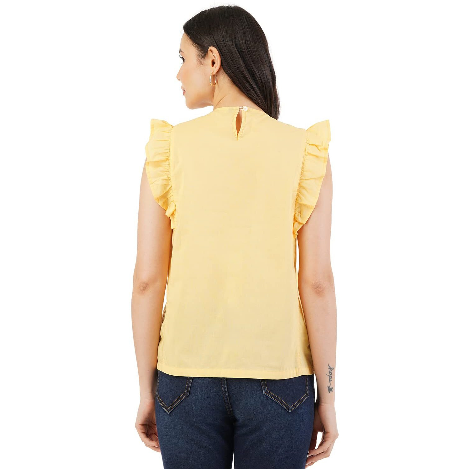 FYLTR Women's Solid Regular Fit Blouse (FYLSS23WB-011_Yell-ove M)