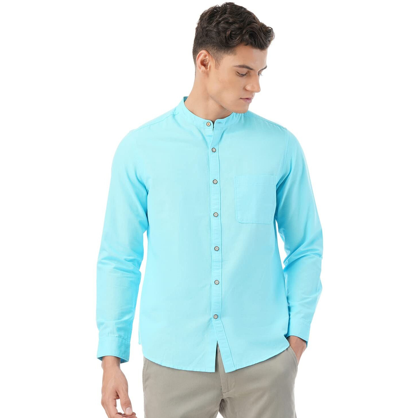 FYLTR Men's Solid Slim Fit 100% Cotton, Linen Look Casual Shirt
