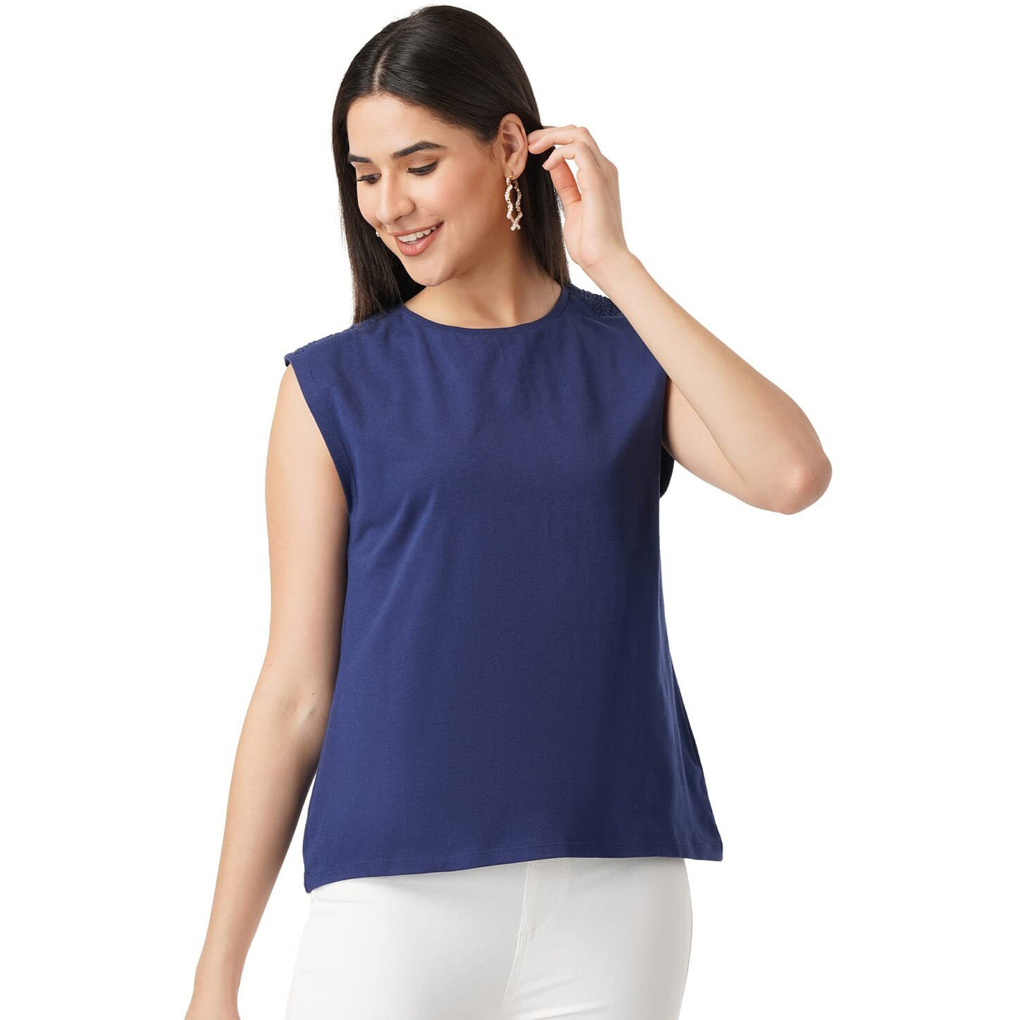 FYLTR Women's Solid Regular Fit Blouse (FYLSS23WKT-006_Heavy Navy XL)