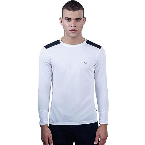 REVOLT Solid Slim Fit Men's Soft & Comfortable Round Neck T-Shirt-Full Sleeve, Logo Branding (Cloud Dancer, S) (REVSS23-TEE-009