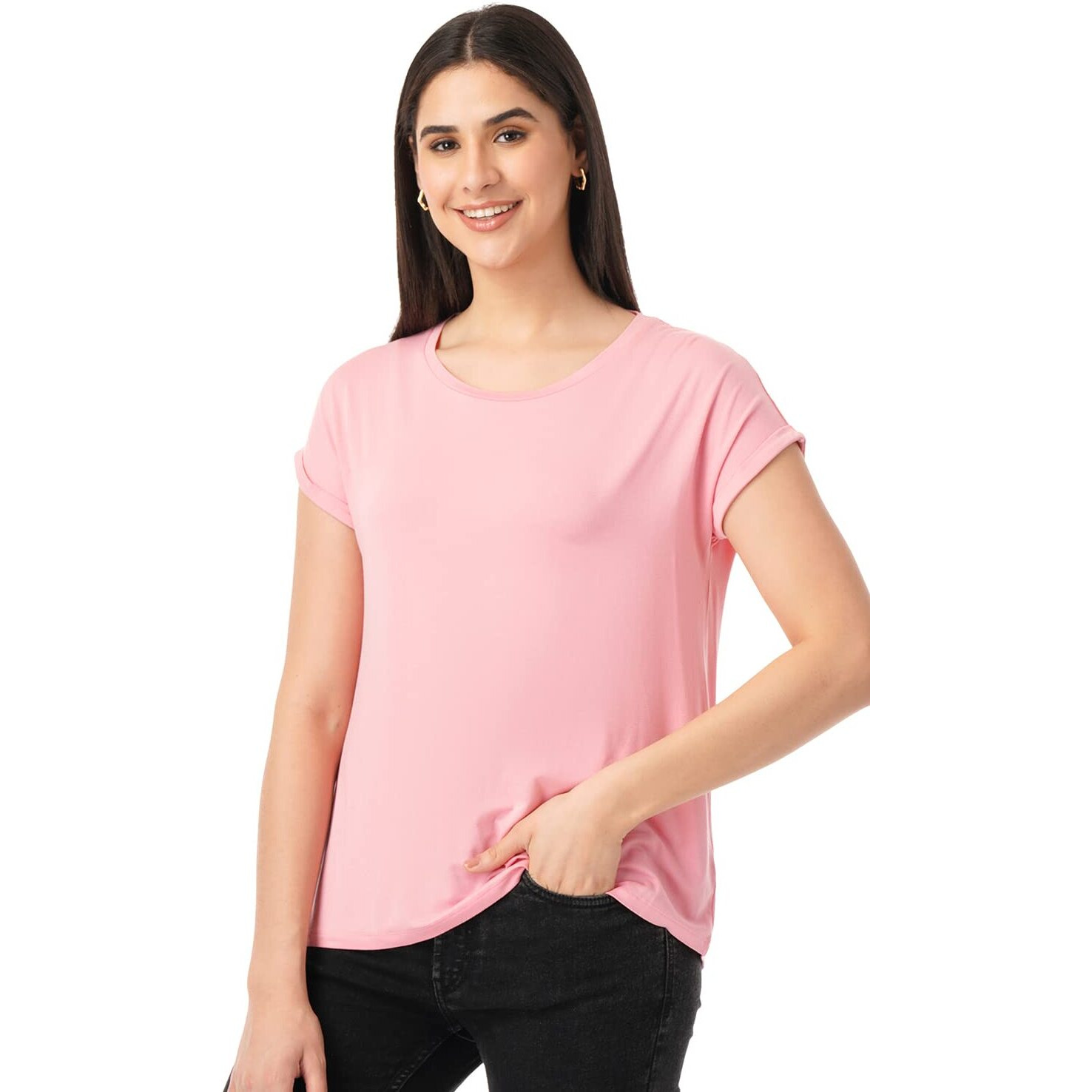 FYLTR Women's Solid Regular Fit Blouse (FYLSS23WKT-008_Boss Rose S)