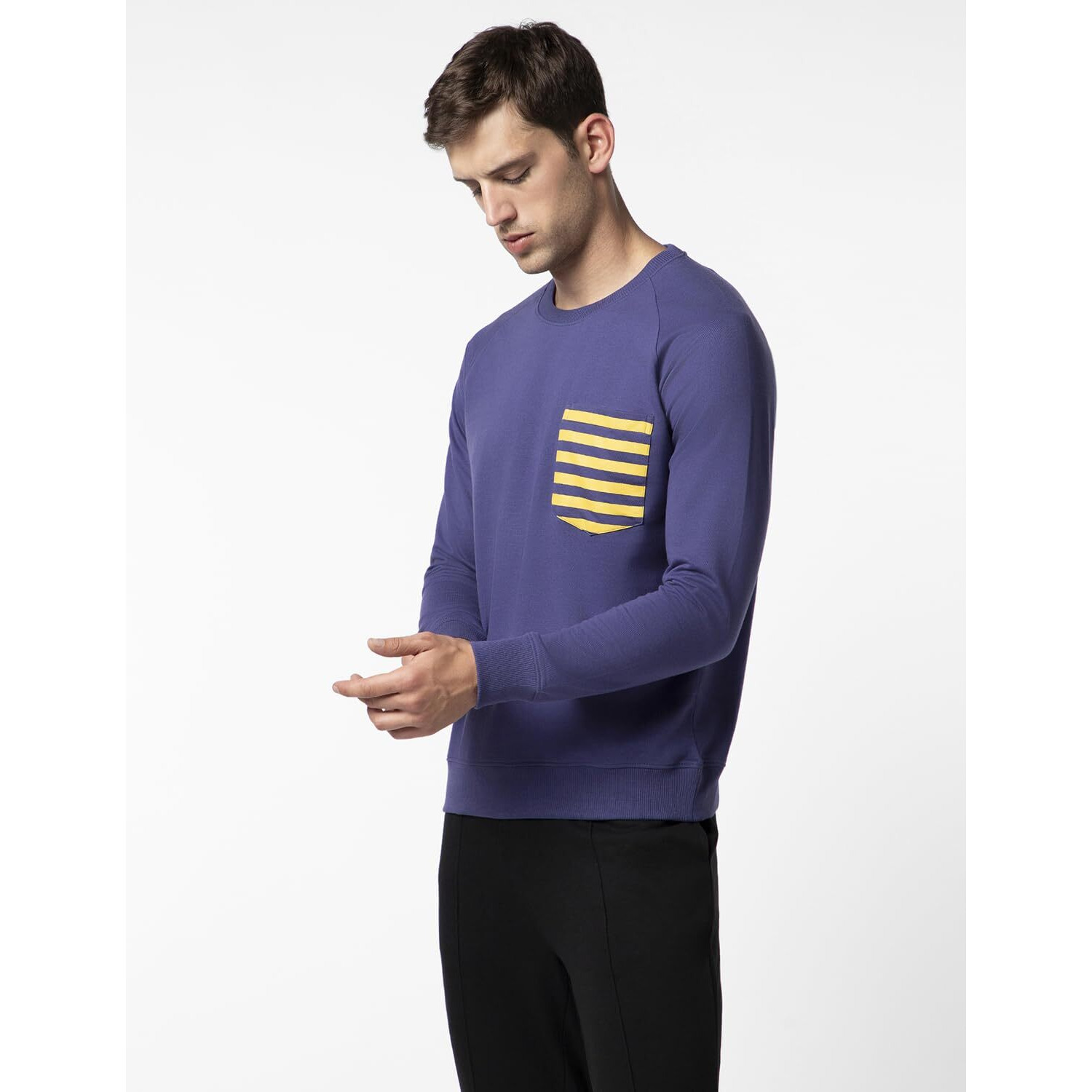FYLTR Men's Casual Raglan Sleeve Sweatshirt with Pocket Detail - Full Sleeve | Rib Hem & Cuff | Casual Winterwear for Men