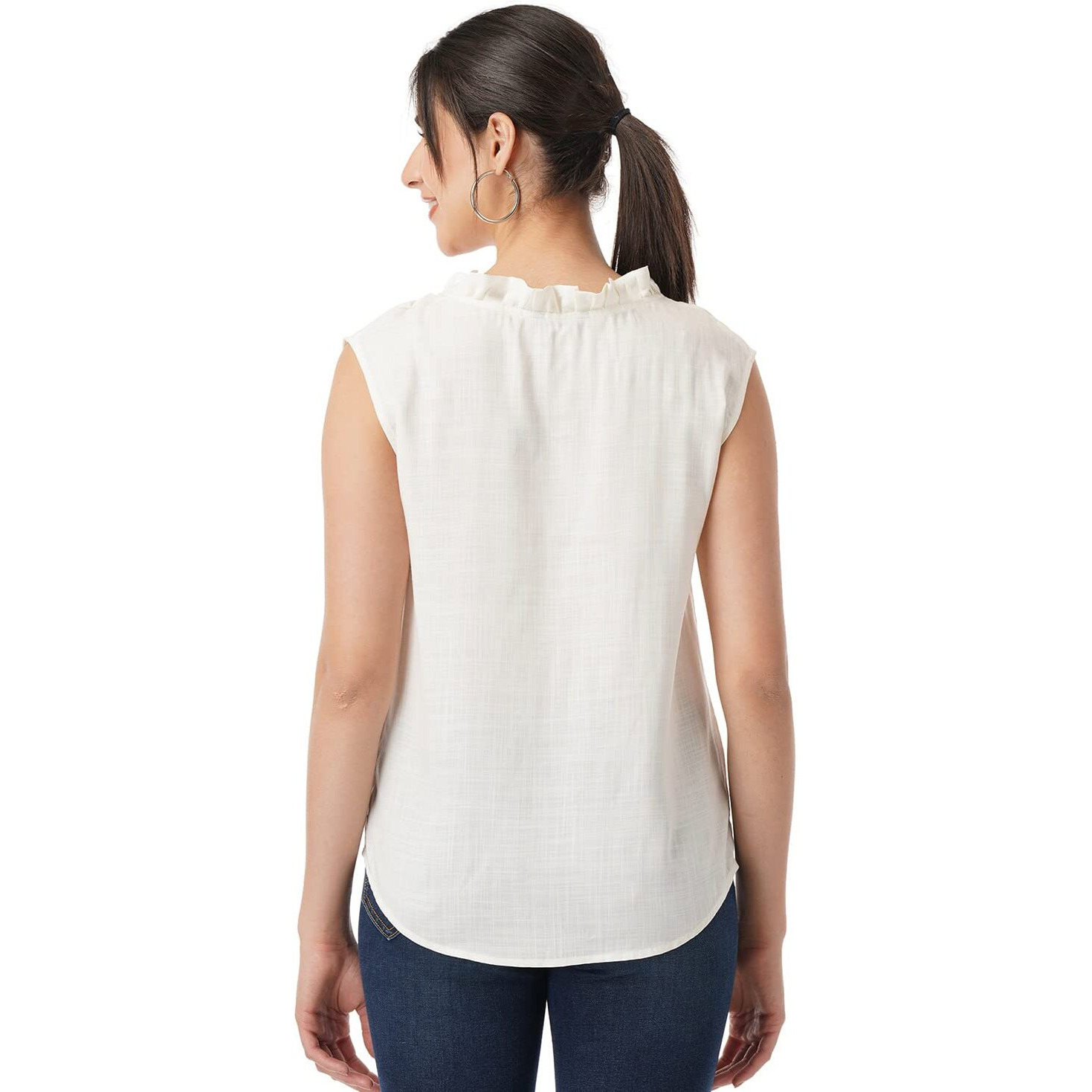 FYLTR Women's Solid Regular Fit Blouse (FYLSS23WB-023_Ivory White L)