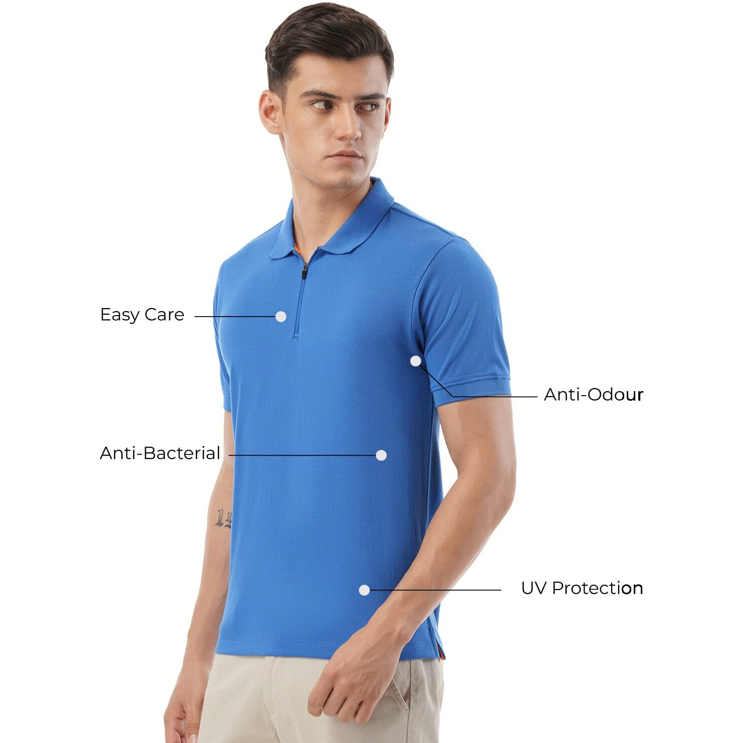 FYLTR Men's Solid Regular Fit Polo Shirt (FYLSS23MP-006_Blue Crew L)