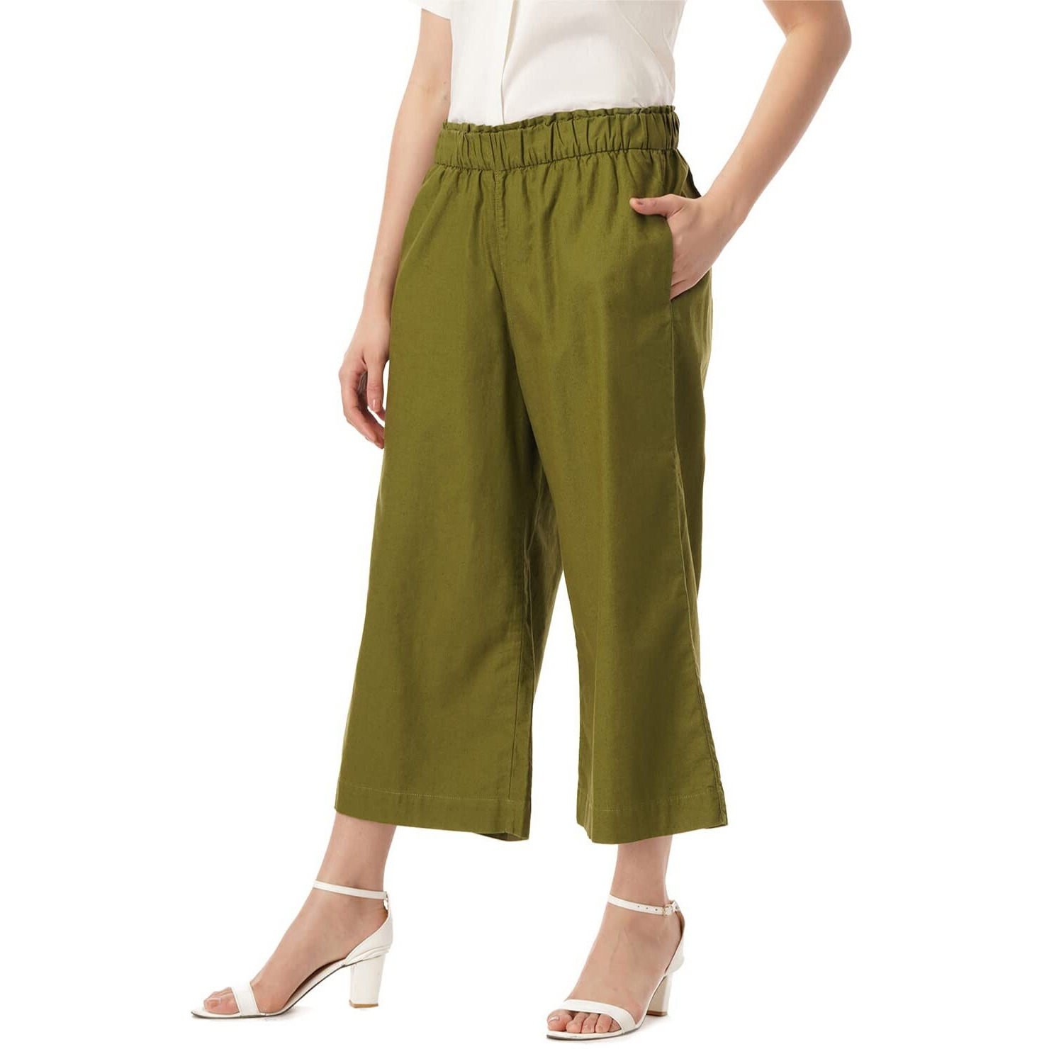 FYLTR Women's Regular Pants (FYLSS23WP-033_Alive Olive_28)