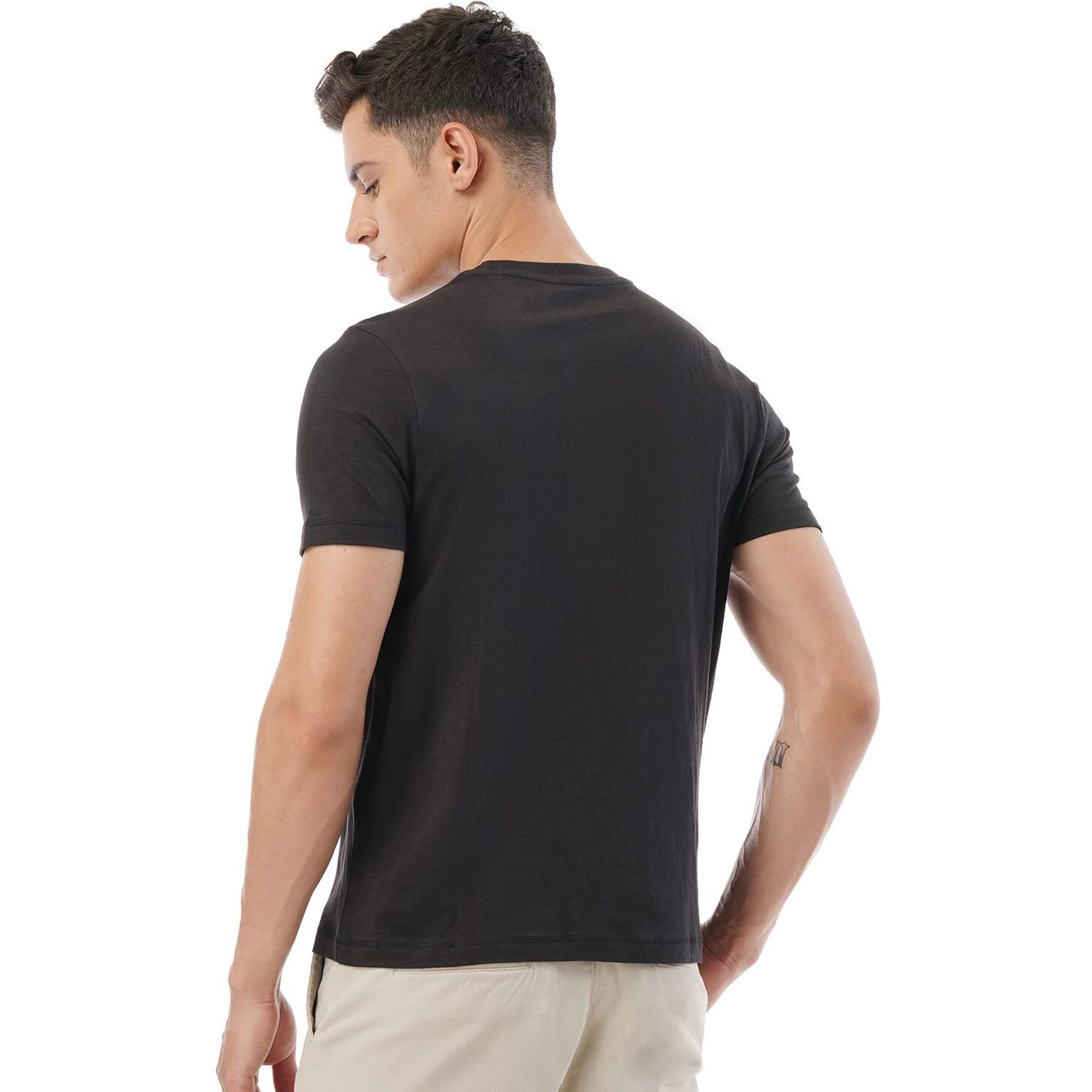 FYLTR Men's Solid Regular Fit T-Shirt (FYLSS23MTS-011_Black XL)