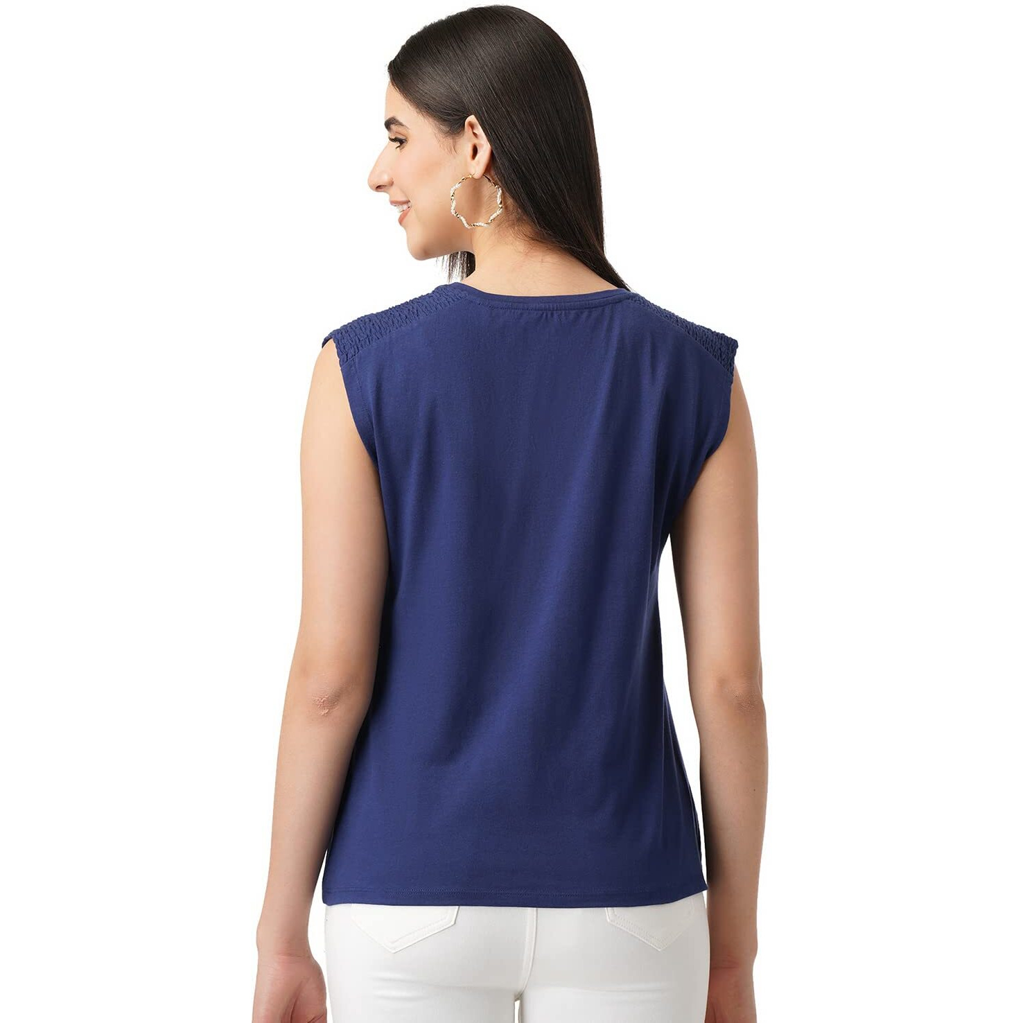 FYLTR Women's Solid Regular Fit Blouse (FYLSS23WKT-006_Heavy Navy M)