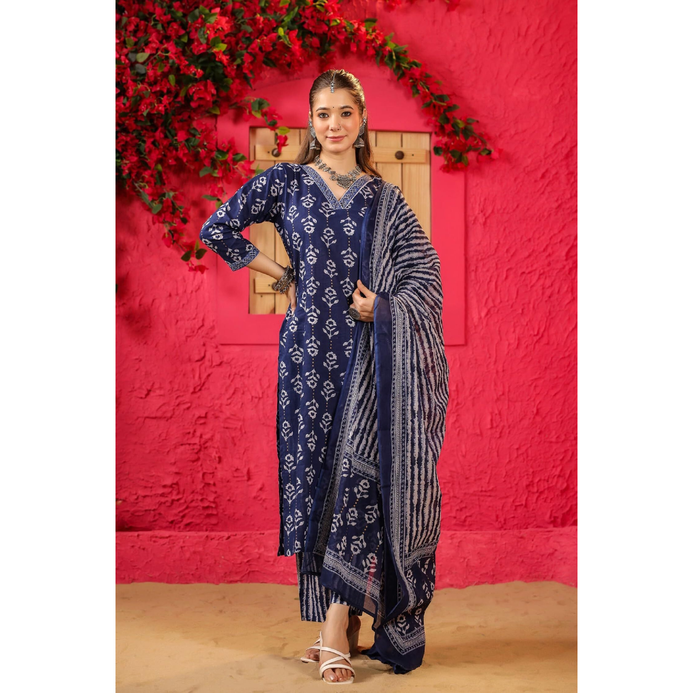 Kurta Set For Women || 3 Pic Kurta For Women (SP-245-247) (Blue, XL)