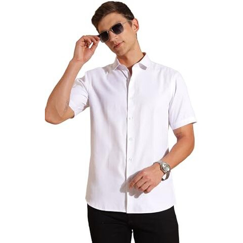 FYLTR Shirts for Men || Half Slevee Shirt || Men Shirt (in, Alpha, 2XL, Crisp Ivory)