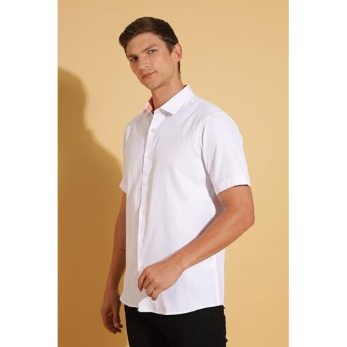 FYLTR Shirts for Men || Half Slevee Shirt || Men Shirt (in, Alpha, 2XL, Crisp Ivory)