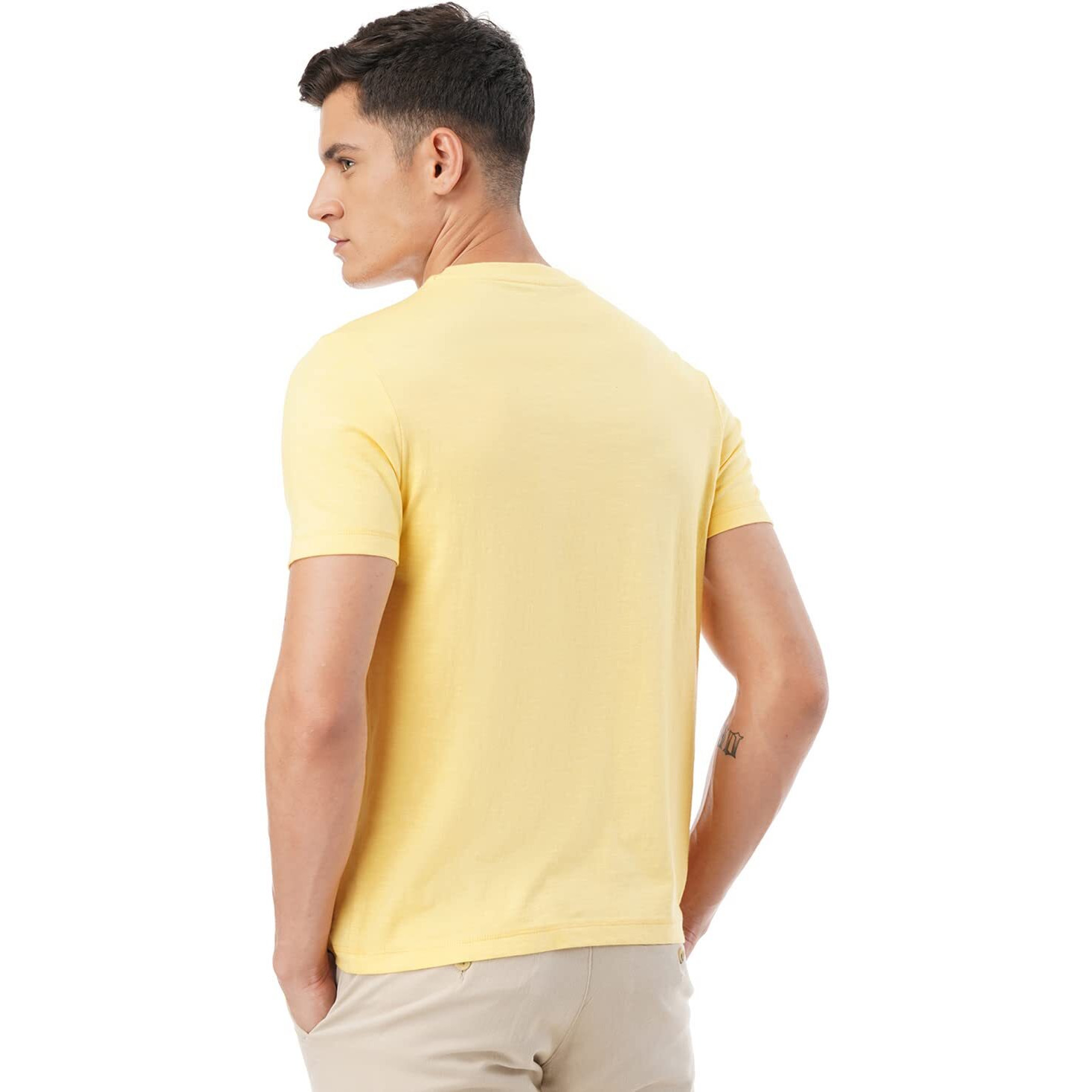 FYLTR Men's Solid Regular Fit T-Shirt (FYLSS23MTS-011_Golden Sunset L)