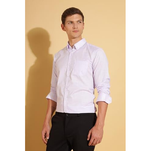 FYLTR Men's Solid Regular Fit Formal Shirt (FYLSS24MFS-201_Lavender Bloom 40)