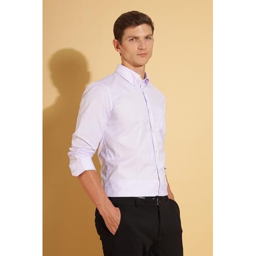 FYLTR Men's Solid Regular Fit Formal Shirt (FYLSS24MFS-201_Lavender Bloom 40)