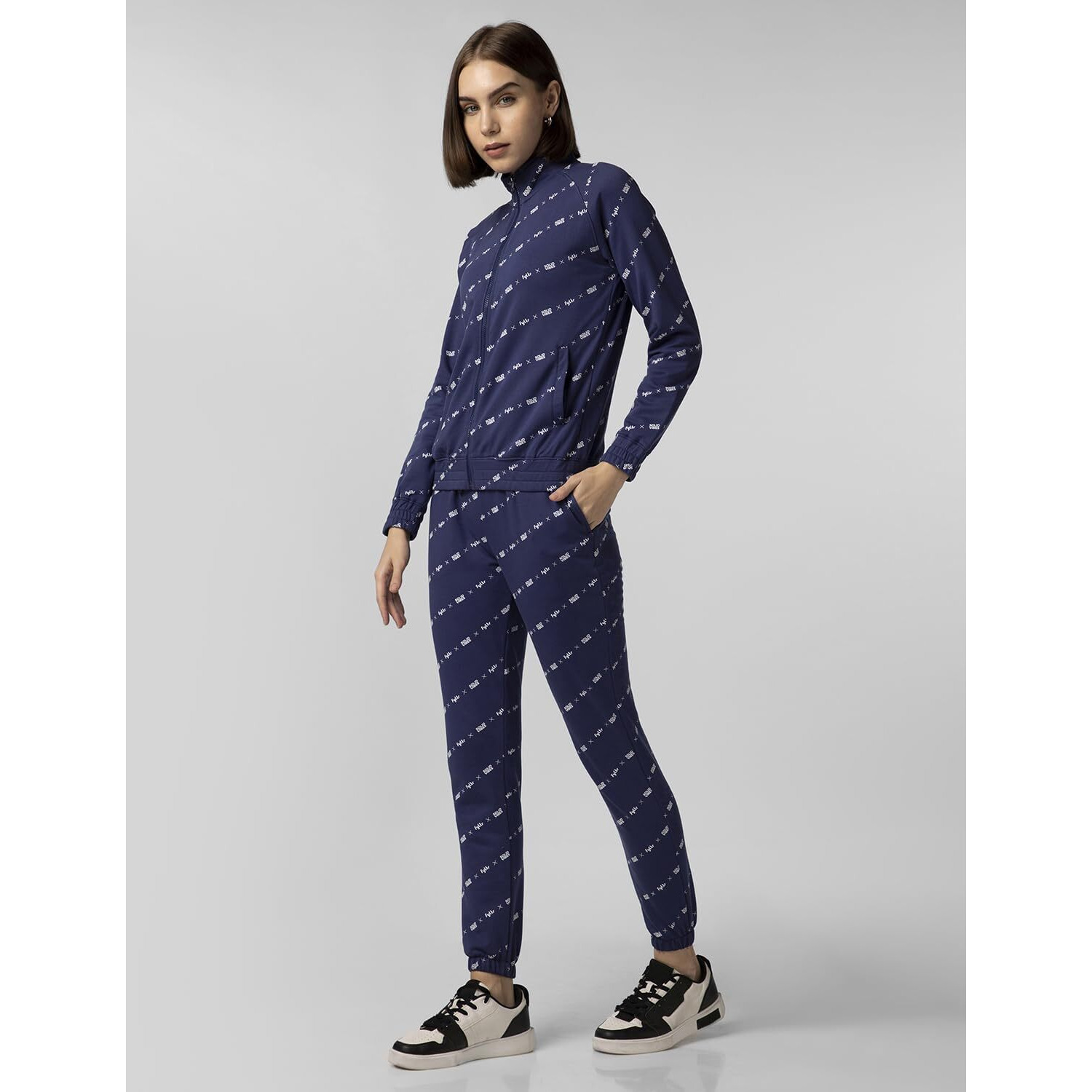 FYLTR Women's Stand Collar Jacket & Jogger Co-ord Set - Full Zipper | Contrast Drawstring | Utility Pockets |Rib Hem & Cuff