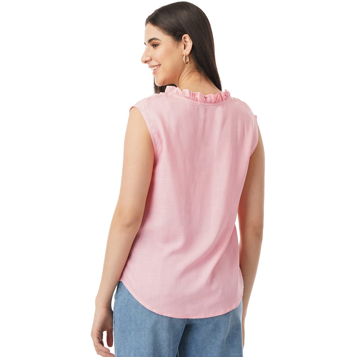 FYLTR Women's Solid Regular Fit Blouse (FYLSS23WB-023_Boss Rose XL)
