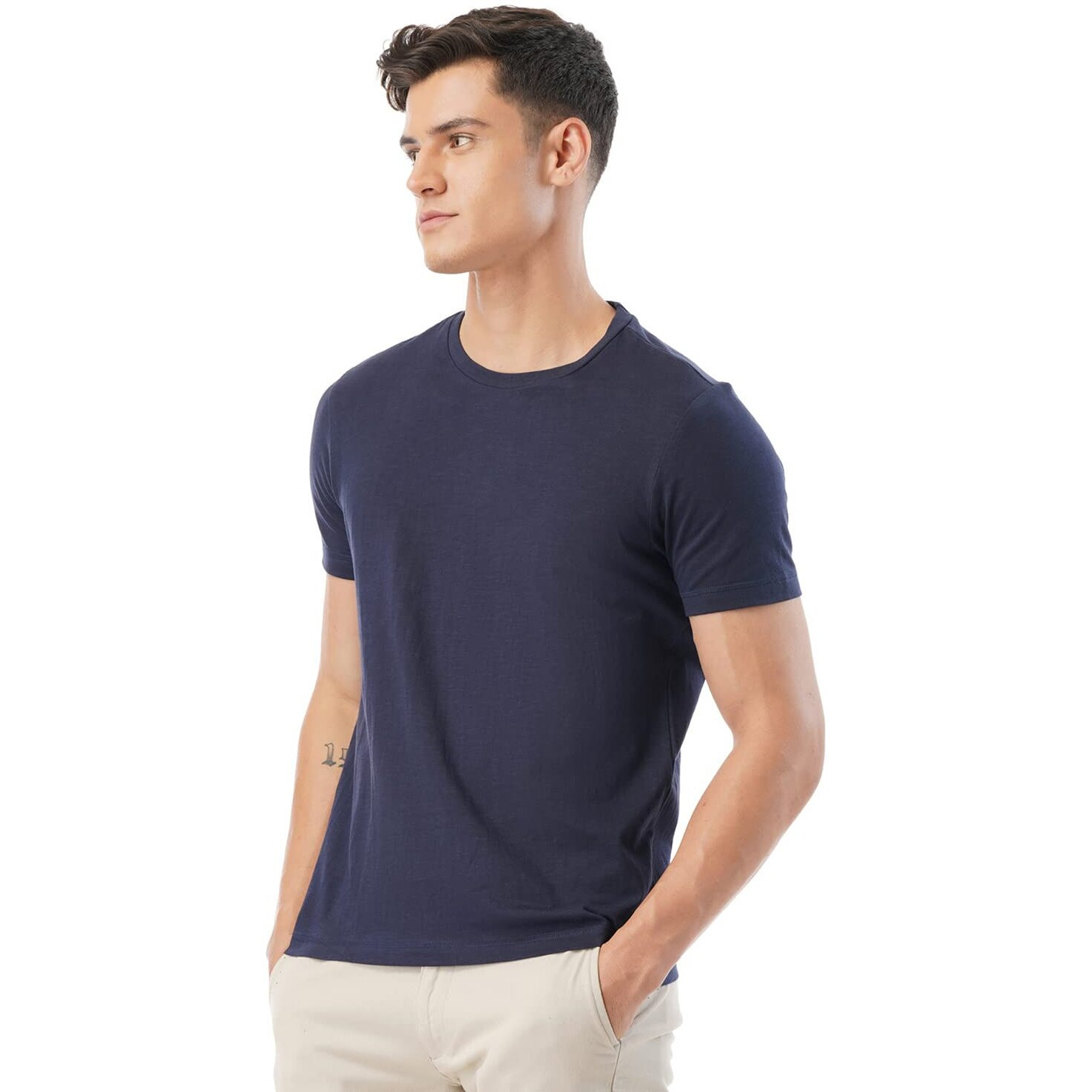 FYLTR Men's Solid Regular Fit T-Shirt (FYLSS23MTS-011_Blue Beats XL)