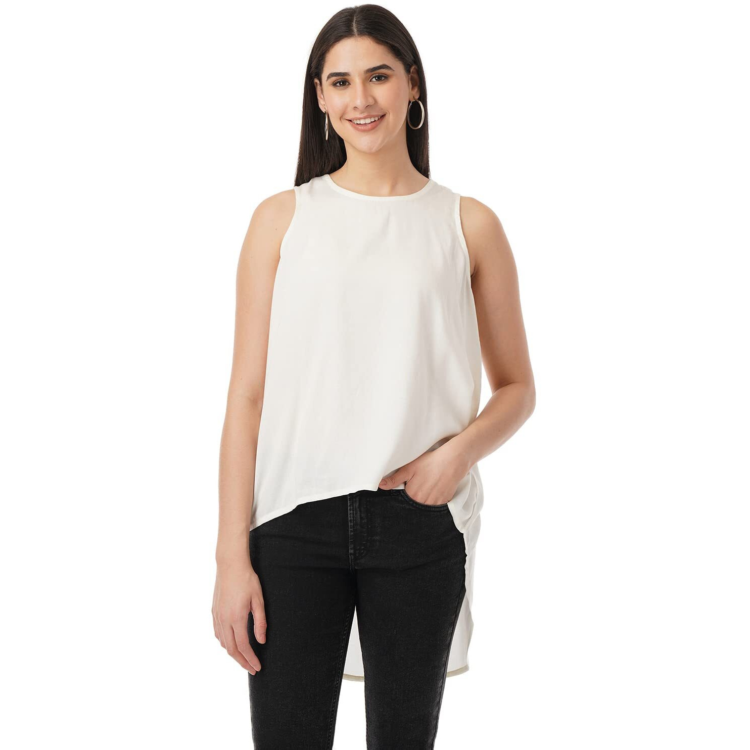 FYLTR Women's Solid Regular Fit Blouse (FYLSS23WB-014_Ivory White S)