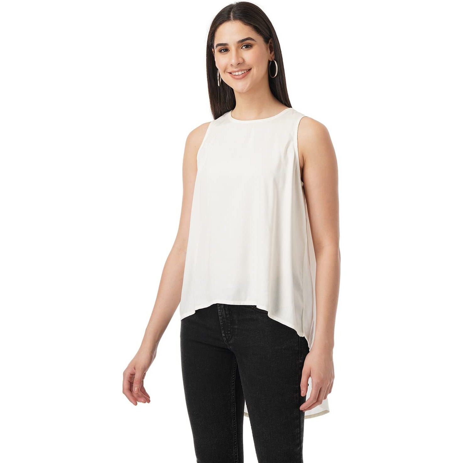 FYLTR Women's Solid Regular Fit Blouse (FYLSS23WB-014_Ivory White S)