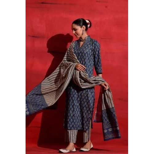 Kurta Set For Women || 3pic Kurta For Women (SSP-244-277-278) (Blue, L)