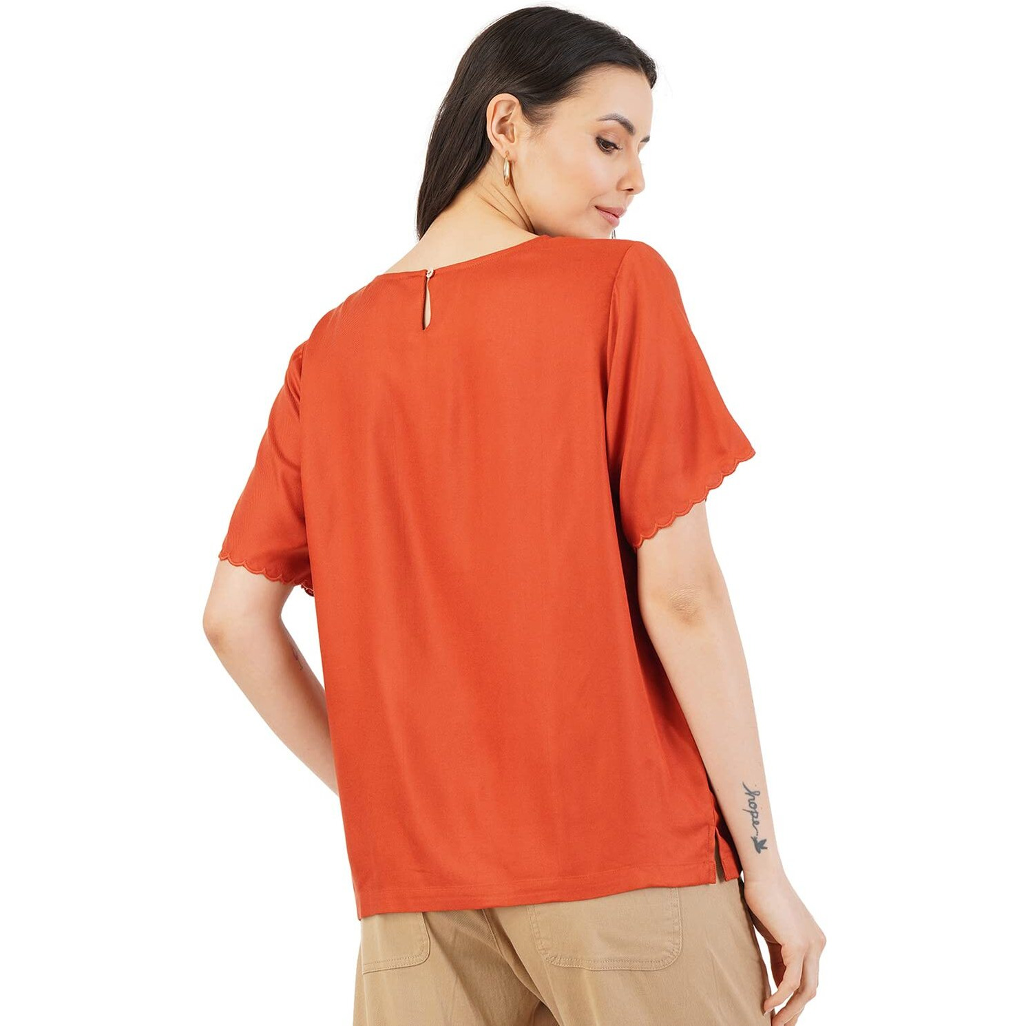 FYLTR Women's Solid Regular Fit Blouse (FYLSS23WB-020_Slay Clay L)