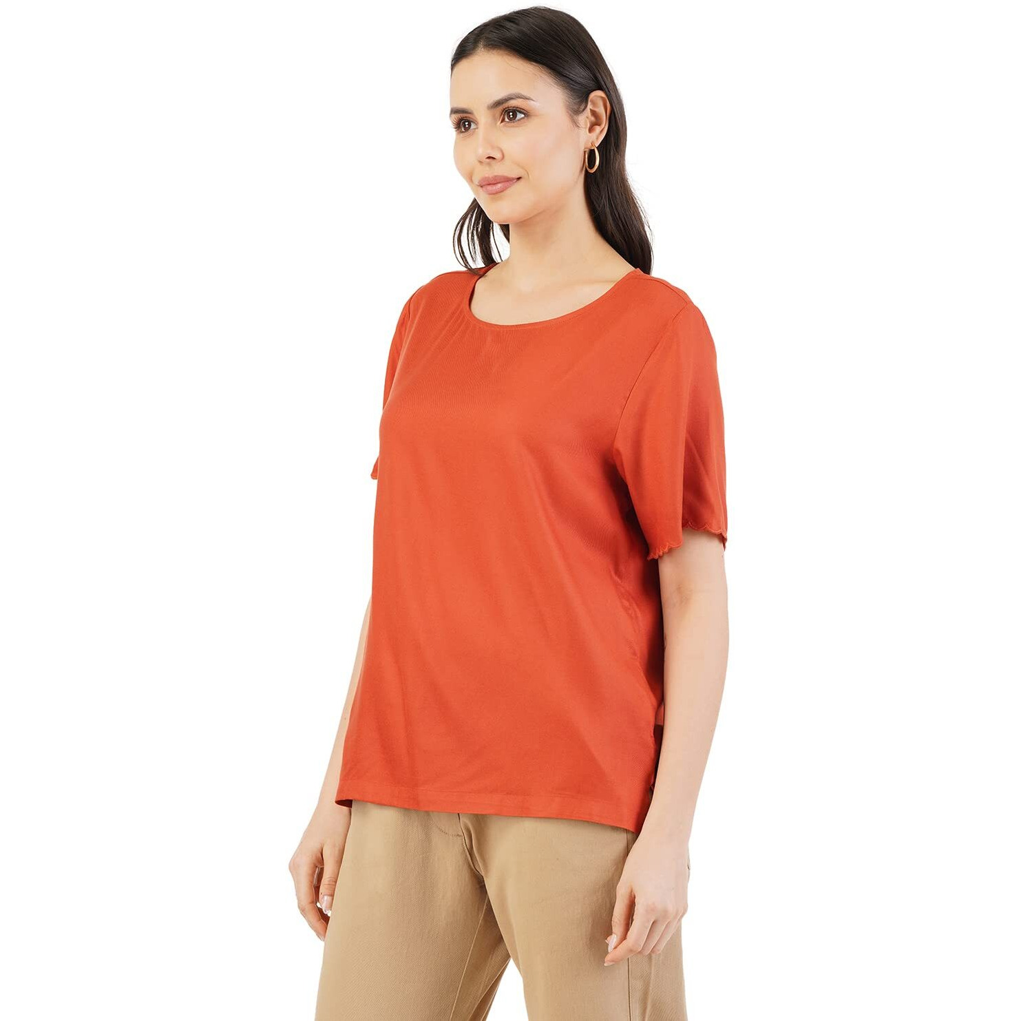 FYLTR Women's Solid Regular Fit Blouse (FYLSS23WB-020_Slay Clay L)