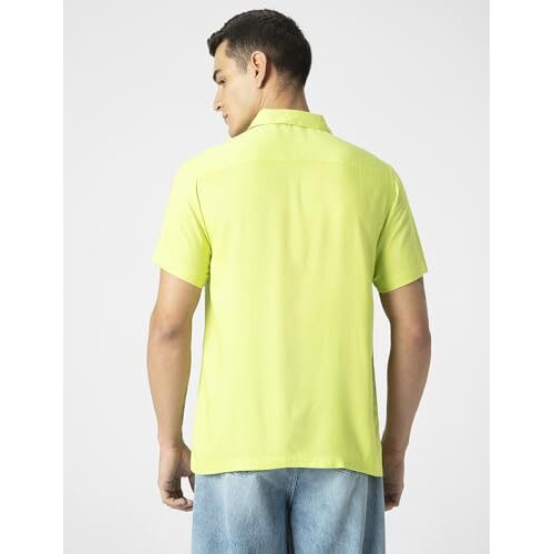 FYLTR Men's Solid Regular Fit Shirt (FYLSS23MS-016_Sunny Lime XL)