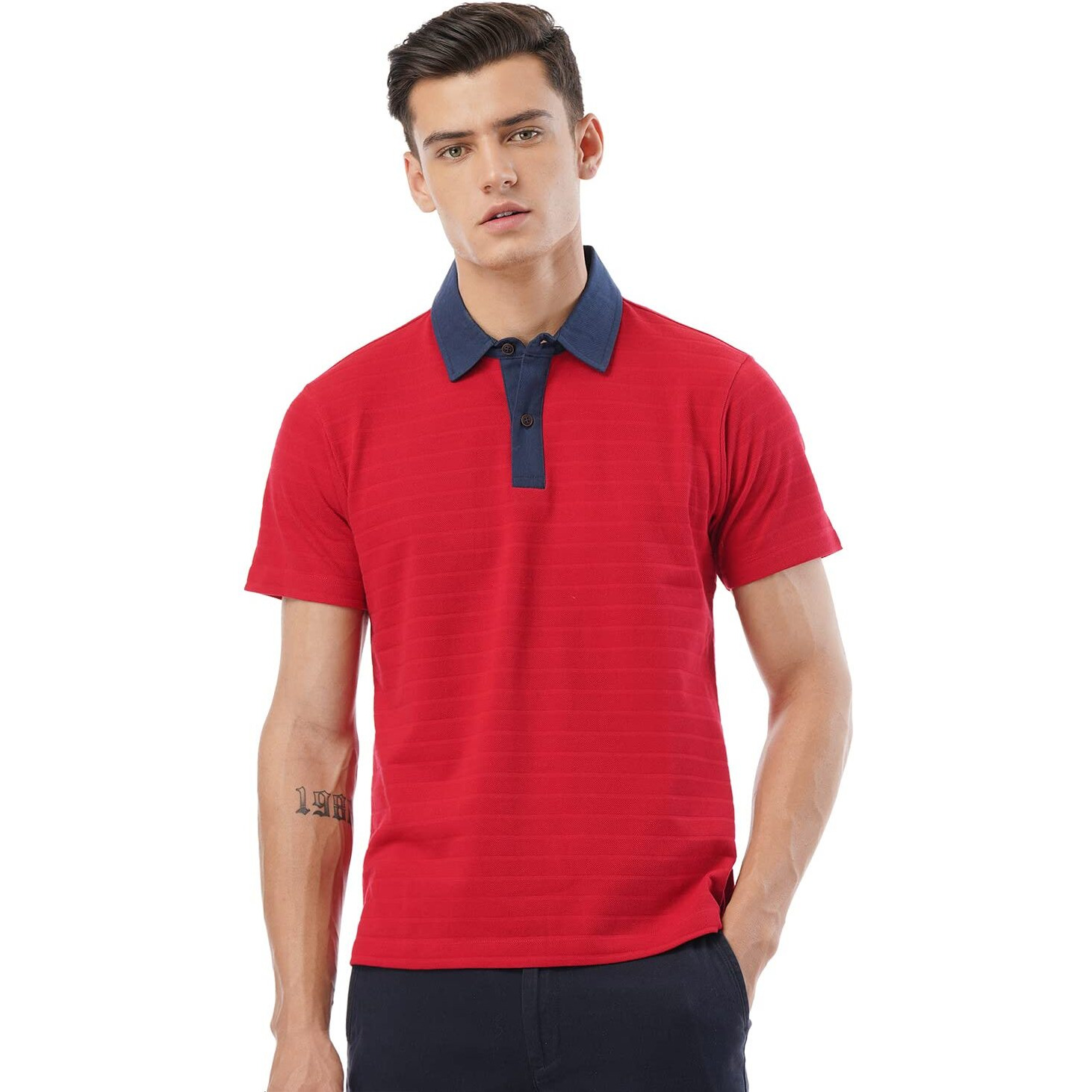 FYLTR Men's Solid Regular Fit Polo Shirt (FYLSS23MP-009_Red Rage M)