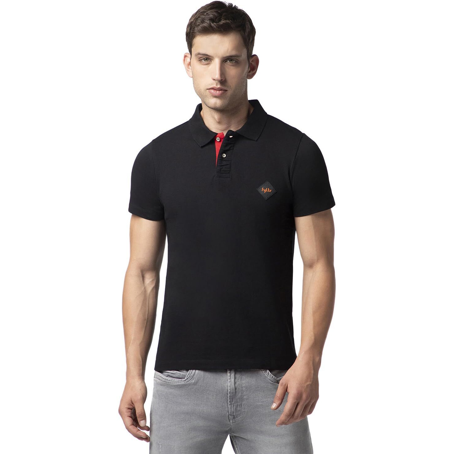 FYLTR Men's Solid Regular Fit Polo Shirt (FYLAW23MP-004_Onyx Black S)