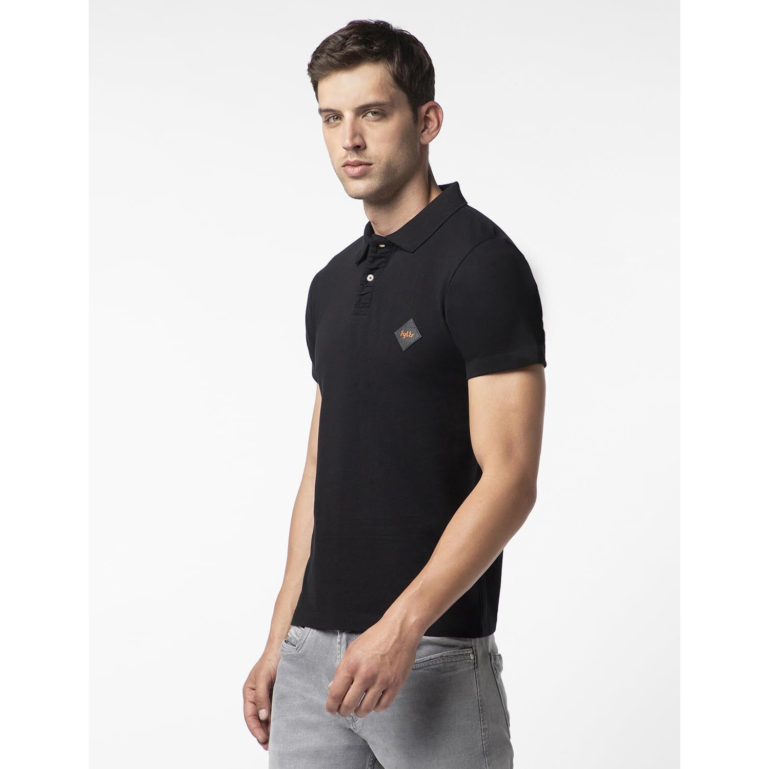 FYLTR Men's Solid Regular Fit Polo Shirt (FYLAW23MP-004_Onyx Black S)