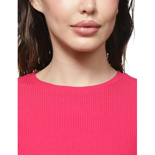 FYLTR Women's Regular Fit T Shirt (FYLSS25WKT-1010_Fuchsia Pink