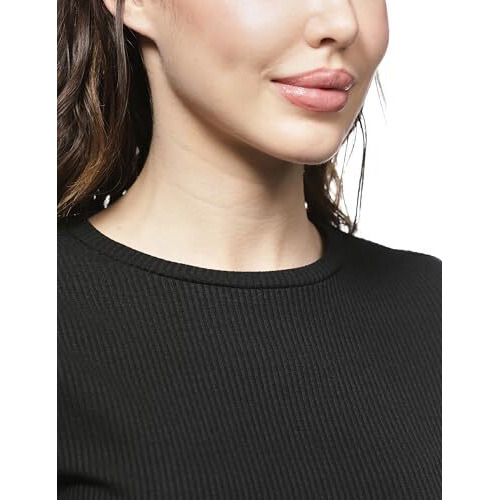 FYLTR Women's Regular Fit T Shirt (FYLSS25WKT-1010_Onyx Black