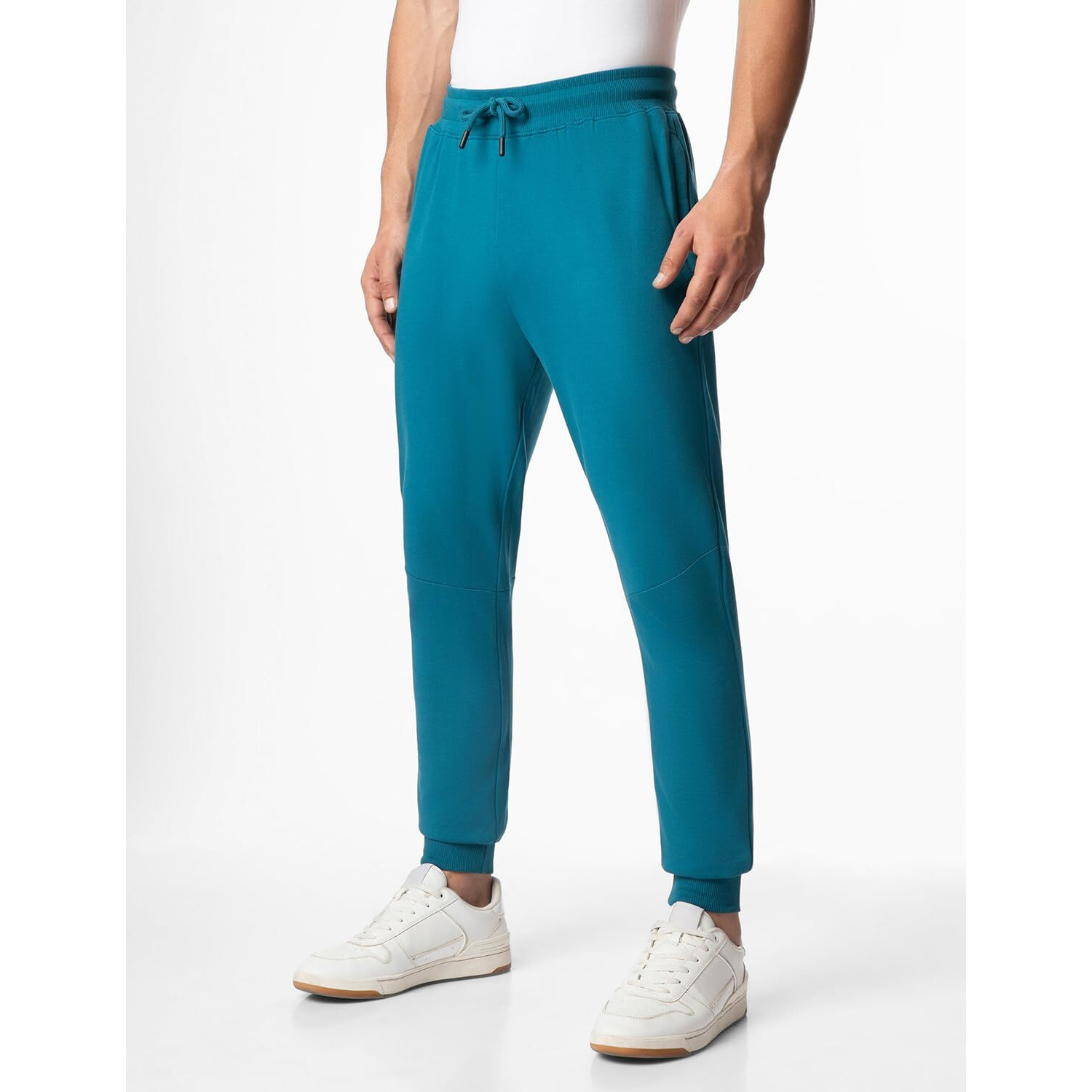 FYLTR Men's Casual Straight Leg Joggers with Stripe Tape Detail - Elasticated Waist with Drawstring | Zip Pockets | Solid Color