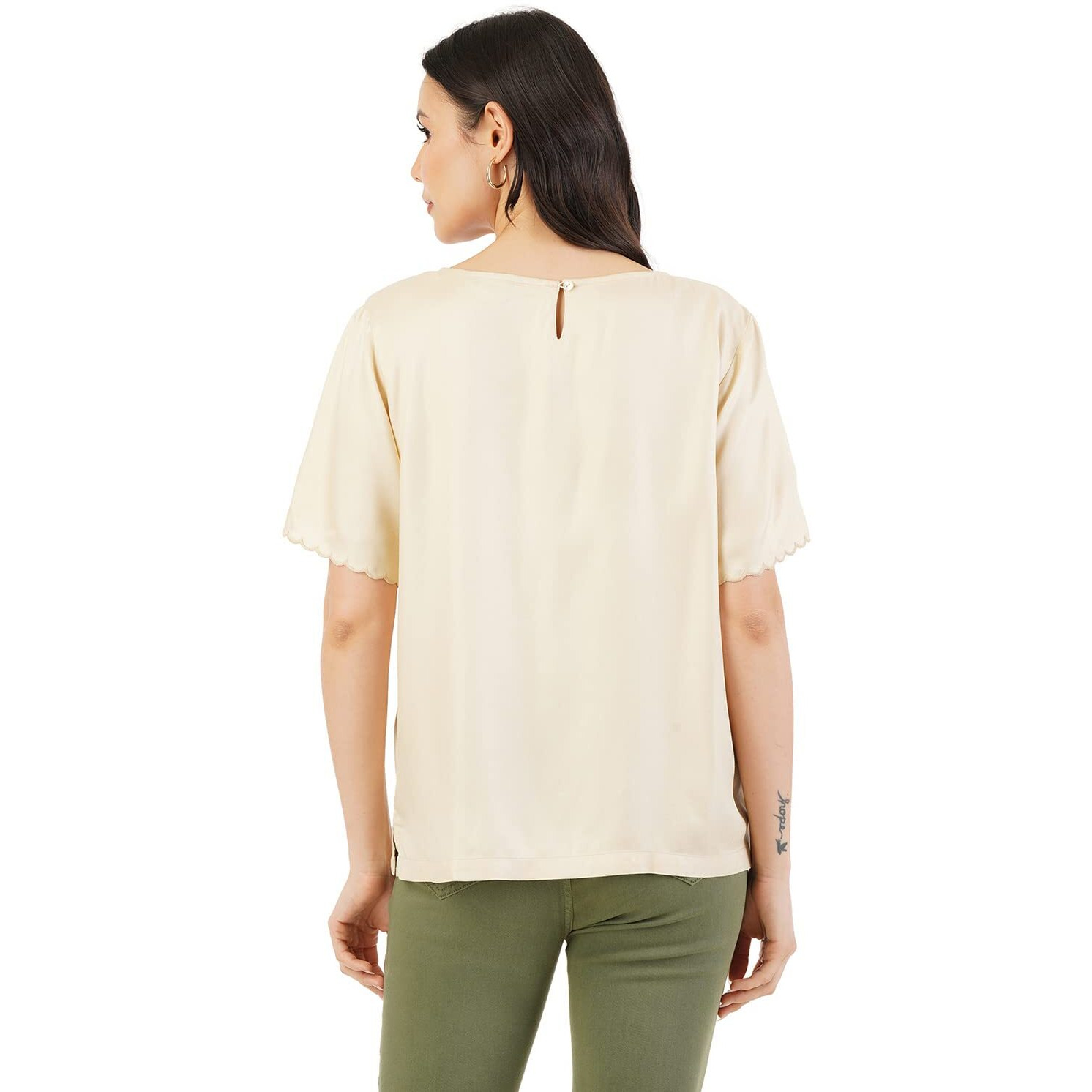 FYLTR Women's Solid Regular Fit Blouse (FYLSS23WB-020_Goa Sands S)