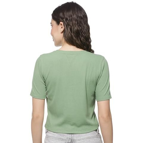 FYLTR Women's Regular Fit T Shirt (FYLSS25WKT-1010_Moss Green