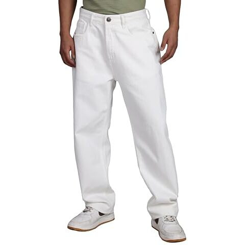 INKD Men's Relaxed Jeans (INKSS25MJN-601_Frost White