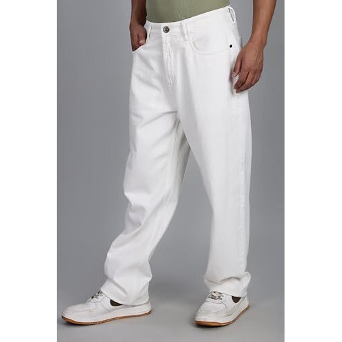 INKD Men's Relaxed Jeans (INKSS25MJN-601_Frost White