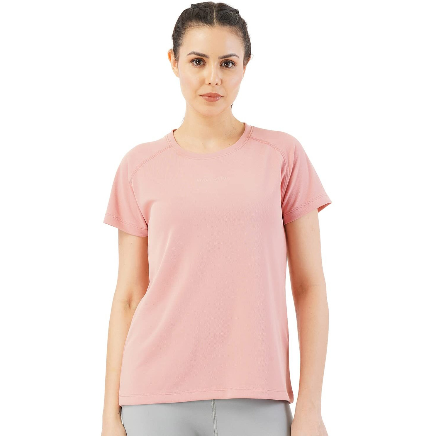 PUMPD Womens Solid Athletic Fit T-Shirt (PUMSS23WTP-007_Hearty Pink XL)