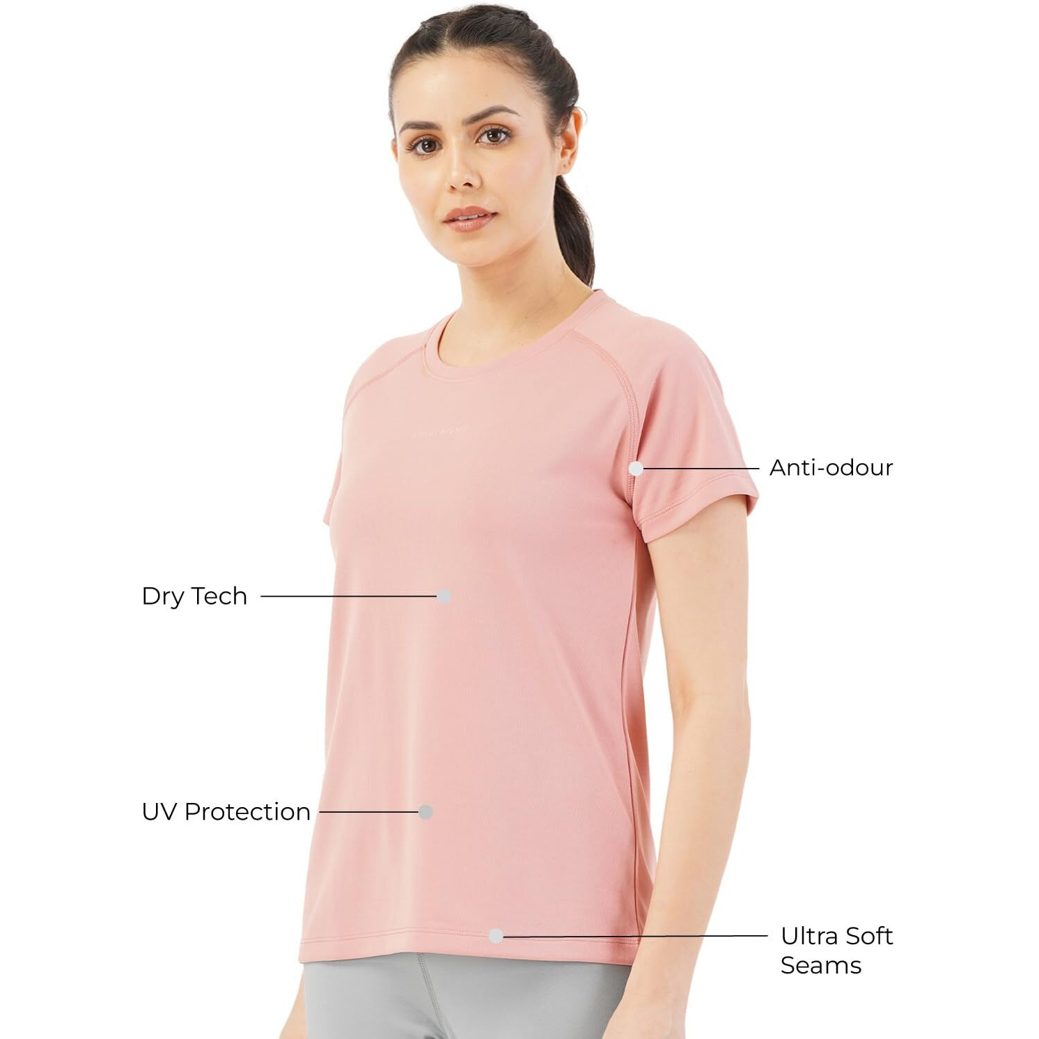 PUMPD Womens Solid Athletic Fit T-Shirt (PUMSS23WTP-007_Hearty Pink XL)