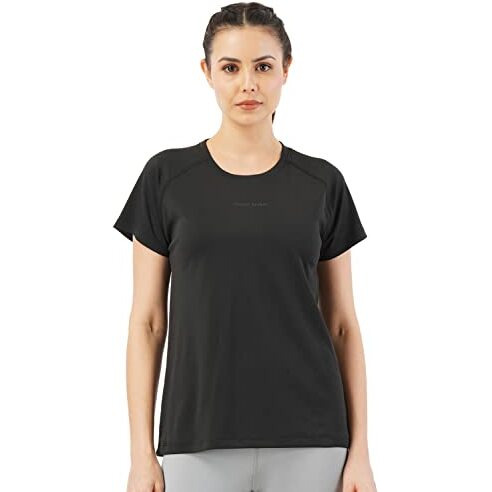 PUMPD Womens Solid Athletic Fit T-Shirt (PUMSS23WTP-007_Black Hole XXL)