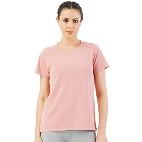 PUMPD Womens Solid Athletic Fit T-Shirt (PUMSS23WTP-007_Hearty Pink S)