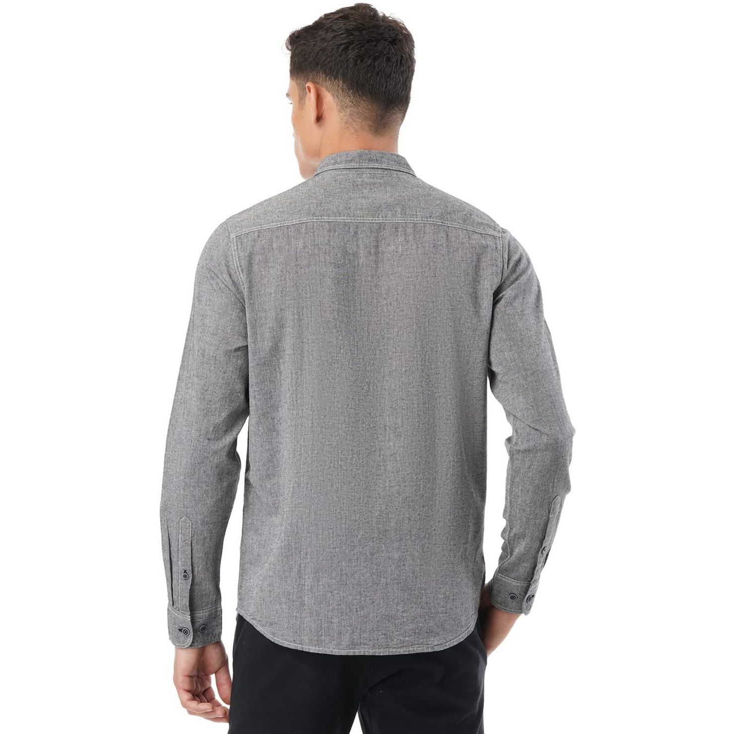 FYLTR Cotton Mens Solid Regular Fit Shirt (FYLSS23MS-015_Feelin Grey L)