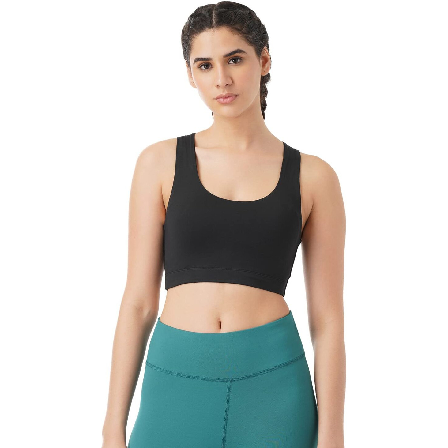 PUMPD Womens Synthetic Wire Free Modern Sports Bra (PUMSS23WBR-001_Black Hole_M)
