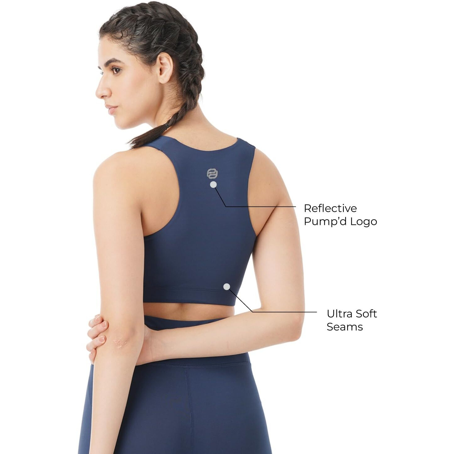 PUMPD Womens Synthetic Wire Free Modern Sports Bra (PUMSS23WBR-001_Moody Blue_M)