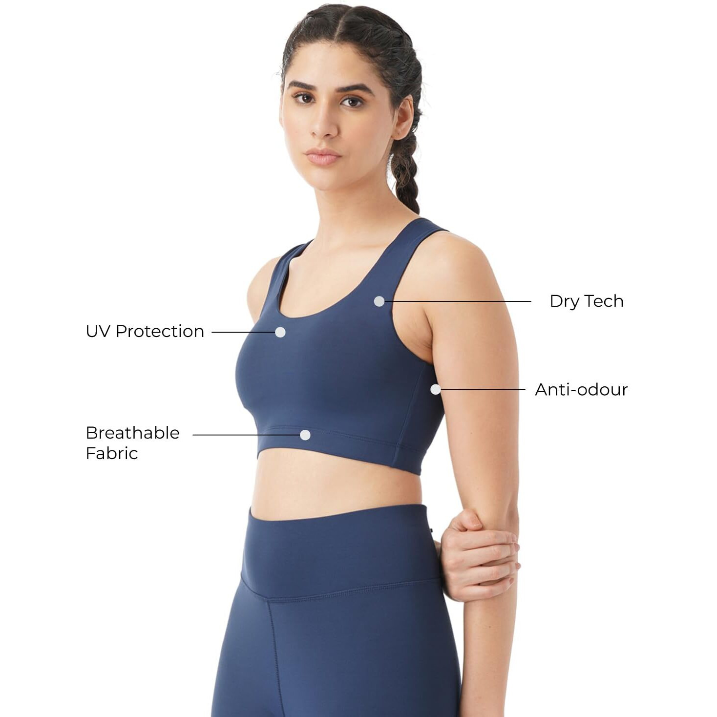 PUMPD Womens Synthetic Wire Free Modern Sports Bra (PUMSS23WBR-001_Moody Blue_XL)