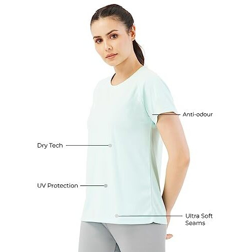 PUMPD Womens Solid Athletic Fit T-Shirt (PUMSS23WTP-007_Hint o Mint XL)
