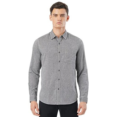 FYLTR Mens Solid Regular Fit Shirt (FYLSS23MS-015_Feelin Grey XL)