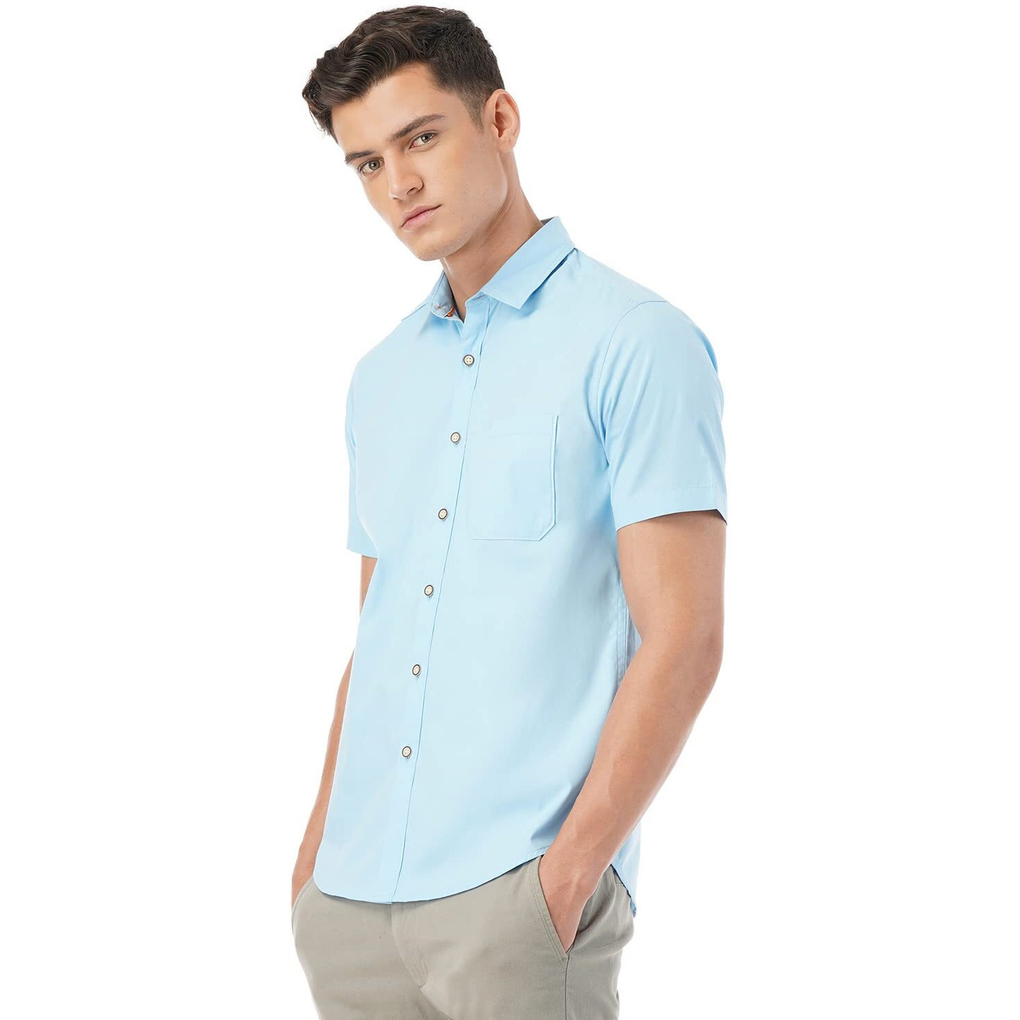 FYLTR Mens Solid Regular Fit Shirt (FYLSS23MS-012_Feelin Grey M)